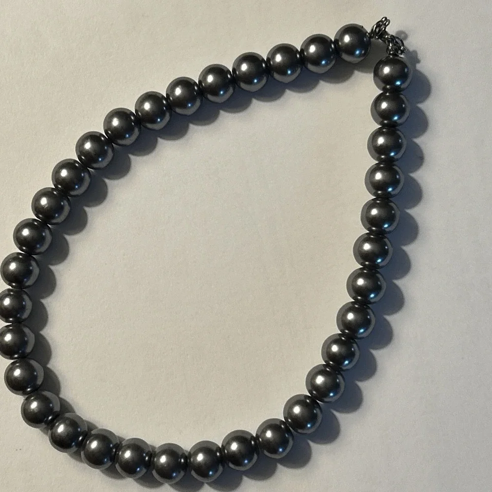 Statement Grey Glass Bead Necklace 16